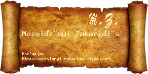 Mozolányi Zakariás névjegykártya